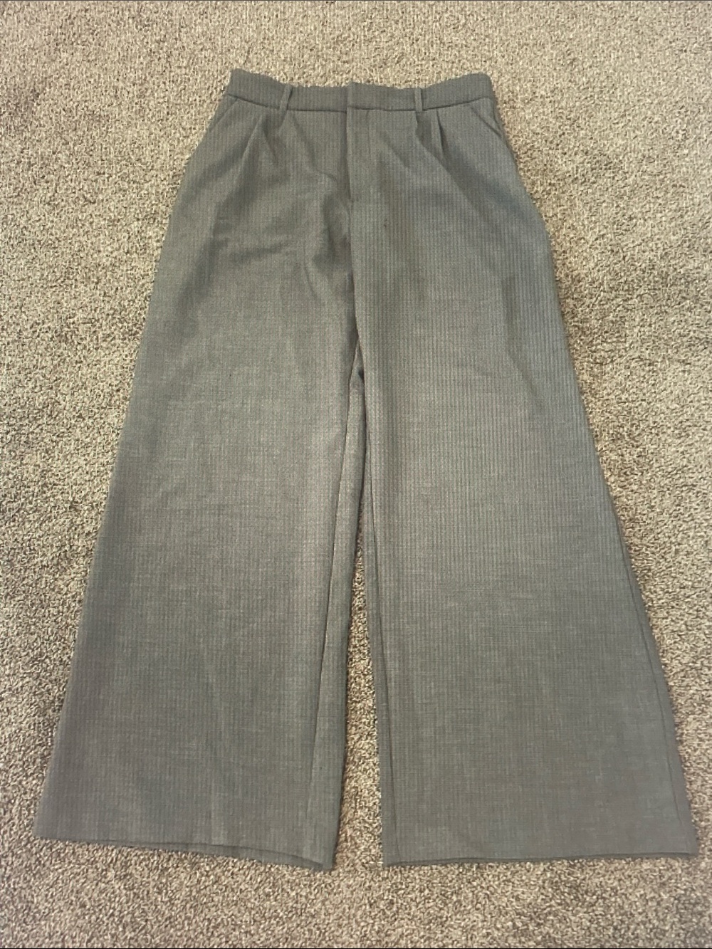 Abercrombie & Fitch Gray Wide-Leg Pinstripe Trousers